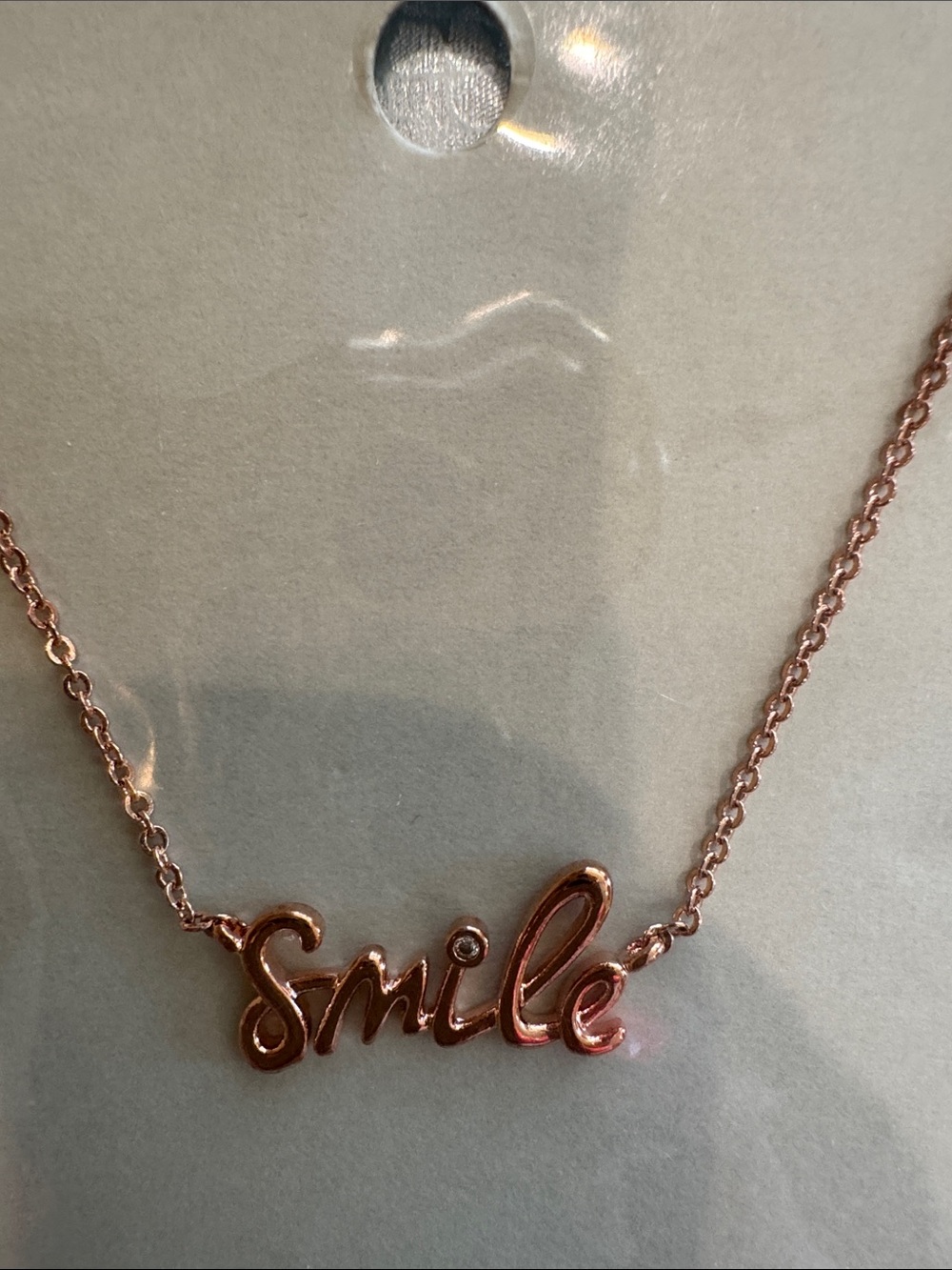 Smile Script Pendant Necklace - Rose Gold